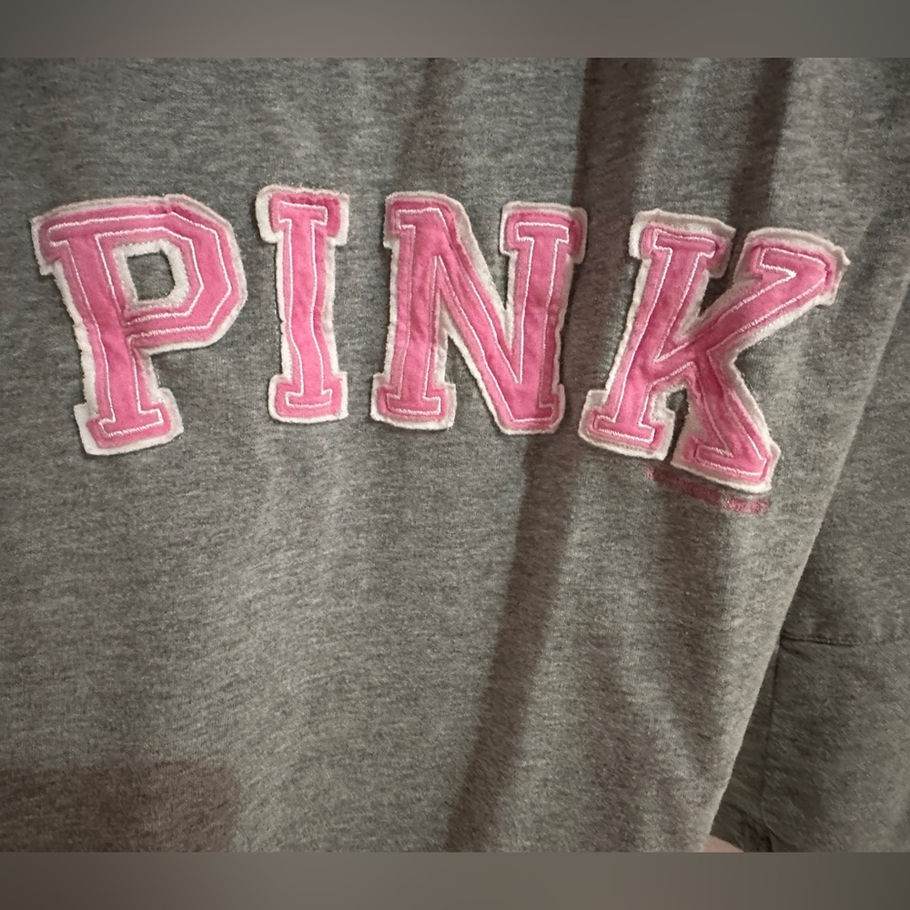 VINTAGE VICTORIAS SECRET PINK 100%COTTON GREY HOODED ROBE - Picture 10 of 16